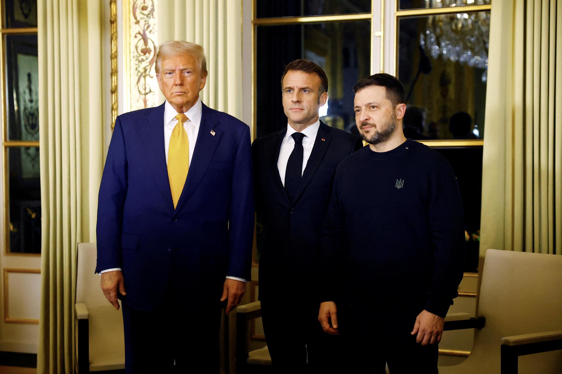 Trump, Zelenski y Macron se reúnen en París para tratar Ucrania y comercio durante la reapertura de Notre Dame